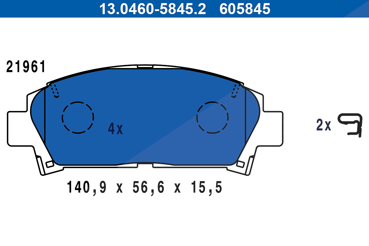 Ate Bremsbeläge vorne (Satz) [Hersteller-Nr. 13.0460-5845.2] für Toyota