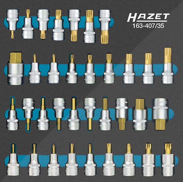 Hazet Bit-Einsatz Satz - 1/2 - Sechskant, XZN, Ribe-CV, TORX® - 35-tlg [Hersteller-Nr. 163-407/35]