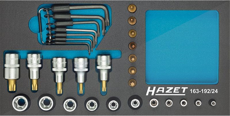 Hazet Steckschlüsseleinsatz Satz TORX® - Vierkant 1/2 1/4 - 24-tlg. [Hersteller-Nr. 163-192/24]