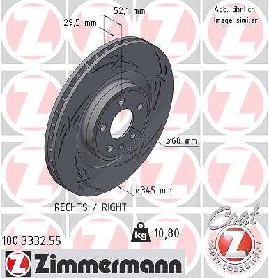 Zimmermann 1x Bremsscheibe Vorderachse Rechts [Hersteller-Nr. 100.3332.55] für Audi