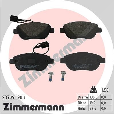 Zimmermann Bremsbelagsatz, Scheibenbremse [Hersteller-Nr. 23709.190.1] für Lancia, Fiat