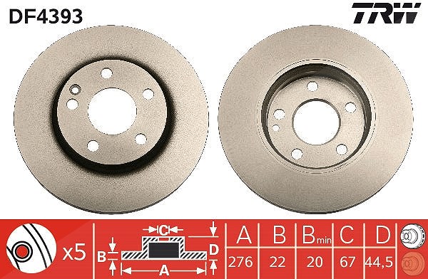 Trw Bremsscheibe [Hersteller-Nr. DF4393] für Mercedes-Benz