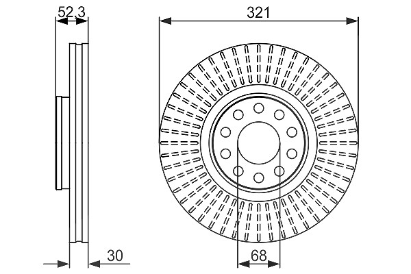 Bosch 1x Bremsscheibe [Hersteller-Nr. 0986479690] für VW