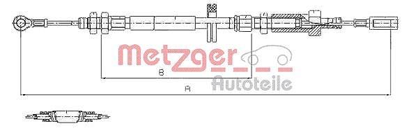 Metzger Autoteile Seilzug, Feststellbremse [Hersteller-Nr. 1171.7] für Peugeot, Citroën, Fiat