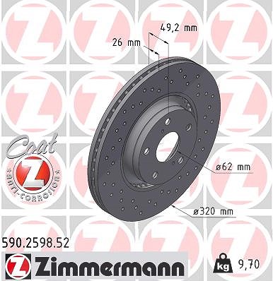 Zimmermann Bremsscheibe [Hersteller-Nr. 590.2598.52] für Toyota