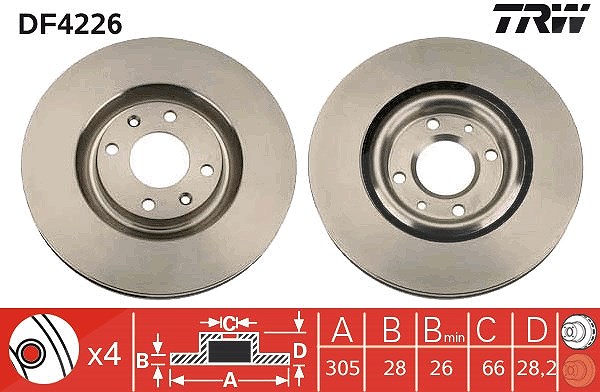 Trw Bremsscheibe [Hersteller-Nr. DF4226] für Peugeot