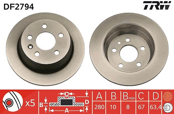Trw Bremsscheibe [Hersteller-Nr. DF2794] für Mercedes-Benz