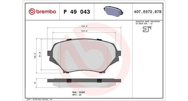 Magneti Marelli Bremsbelagsatz, Scheibenbremse [Hersteller-Nr. 363700449043] für Mazda