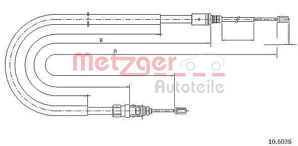 Metzger Autoteile Handbremsseil Scheibenbremse Hinterachse [Hersteller-Nr. 10.6036] für Peugeot