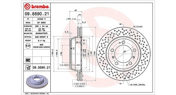 Magneti Marelli Bremsscheibe [Hersteller-Nr. 360406125001] für Porsche