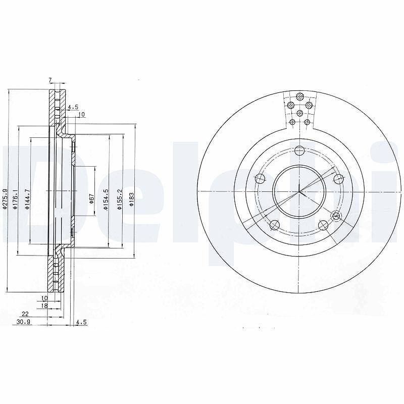 Delphi Bremsscheibe [Hersteller-Nr. BG3829] für Mercedes-Benz
