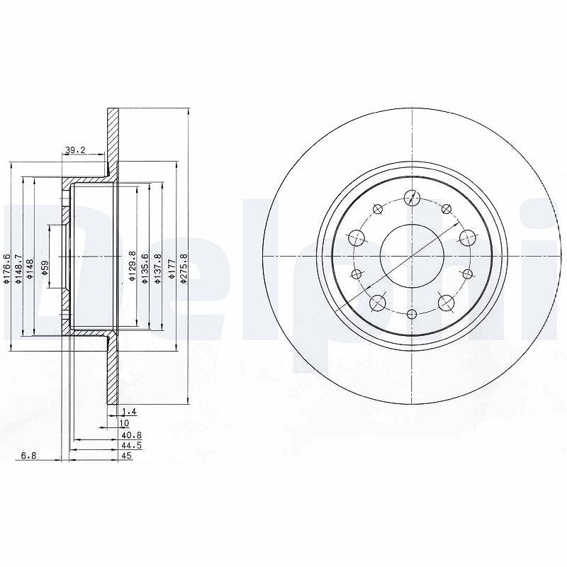 Delphi Bremsscheibe [Hersteller-Nr. BG3076] für Alfa Romeo, Lancia