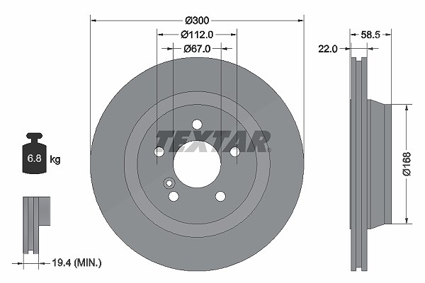 Textar Bremsscheibe belüftet hinten [Hersteller-Nr. 92099503] für Mercedes-Benz