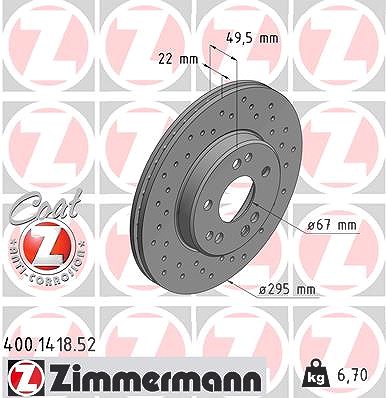 Zimmermann Bremsscheibe [Hersteller-Nr. 400.1418.52] für Mercedes-Benz