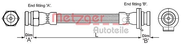 Metzger Autoteile Bremsschlauch [Hersteller-Nr. 4118509] für Fiat, Alfa Romeo