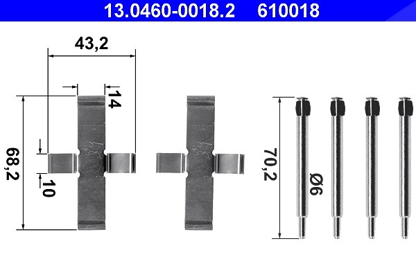 Ate Zubehörsatz, Scheibenbremsbelag [Hersteller-Nr. 13.0460-0018.2] für BMW