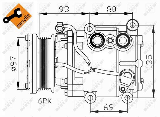 Nrf Kompressor Klimaanlage Ford Scroll-90v [Hersteller-Nr. 32247] für Ford