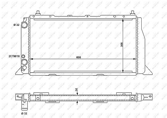 Nrf Kühler, 600x308x42 [Hersteller-Nr. 54603] für Audi