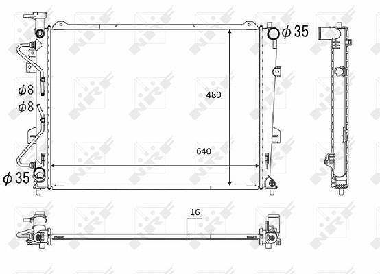 Nrf Kühler, Motorkühlung [Hersteller-Nr. 58554] für Kia
