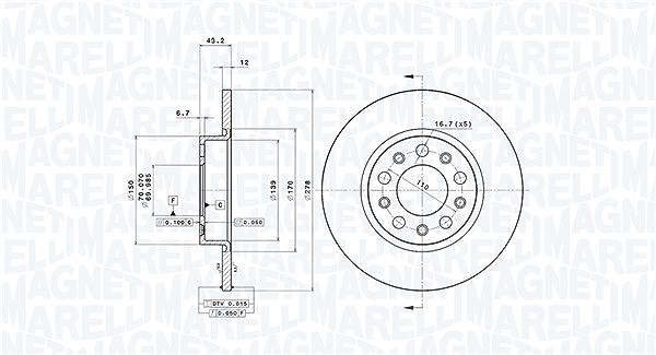 Magneti Marelli Bremsscheibe [Hersteller-Nr. 360406011401] für Jeep, Fiat, Alfa Romeo