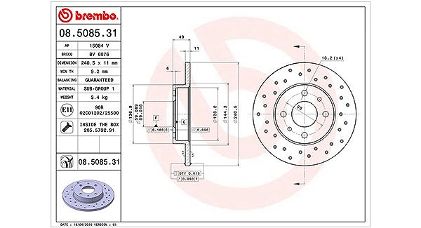 Magneti Marelli Bremsscheibe [Hersteller-Nr. 360406126801] für Abarth