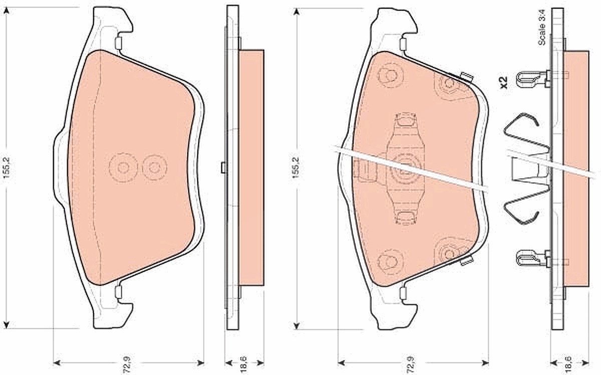 Trw Bremsbelagsatz, Scheibenbremse [Hersteller-Nr. GDB3400] für Mazda