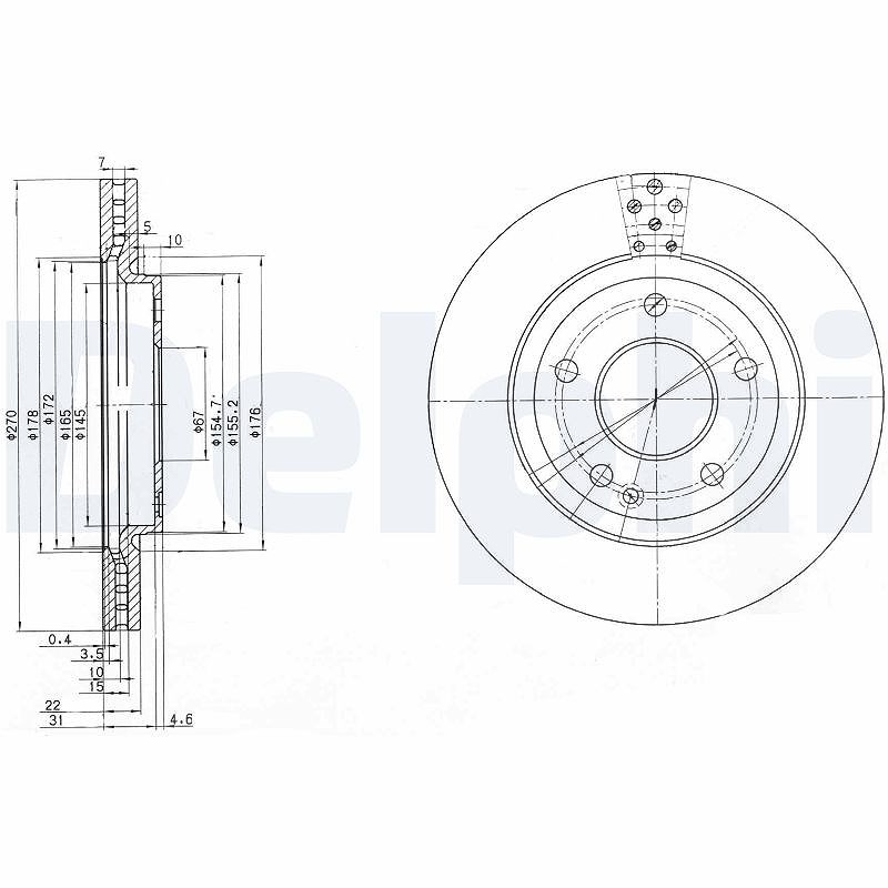 Delphi Bremsscheibe [Hersteller-Nr. BG3709] für Mercedes-Benz