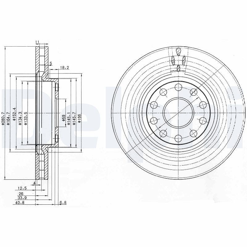 Delphi Bremsscheibe [Hersteller-Nr. BG3078] für BMW, Lancia, Audi, Alfa Romeo