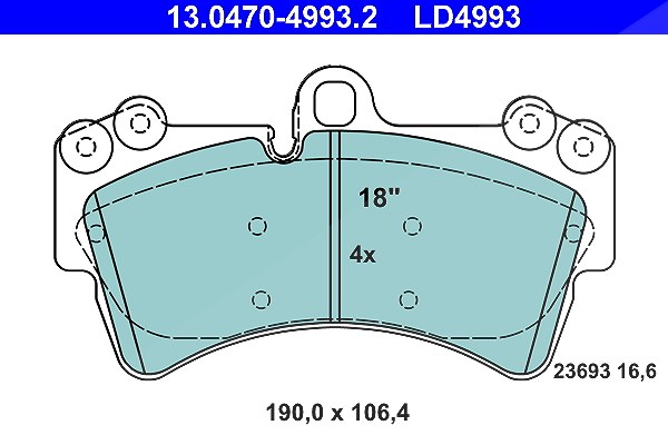 Ate CERAMIC Bremsbelagsatz vorne [Hersteller-Nr. 13.0470-4993.2] für Audi, Porsche, VW
