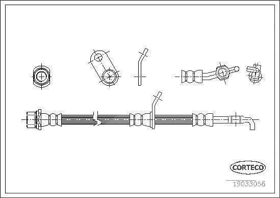 Corteco Bremsschlauch ERSTAUSRÜSTERQUALITÄT [Hersteller-Nr. 19033056] für Toyota