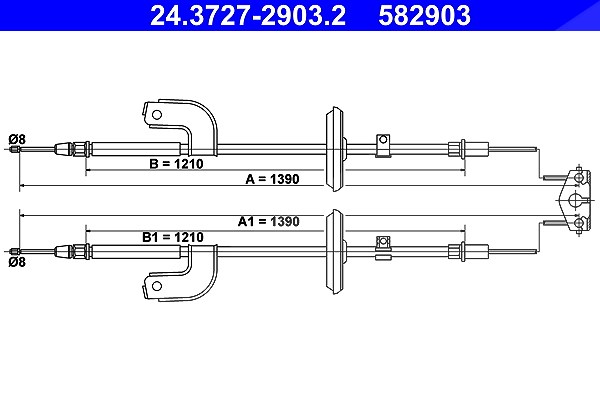 Ate Seilzug, Feststellbremse [Hersteller-Nr. 24.3727-2903.2] für Chevrolet