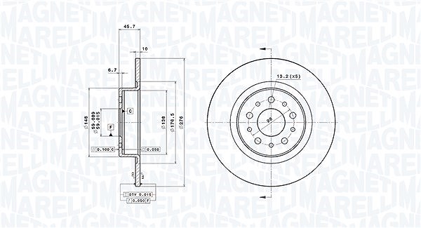Magneti Marelli Bremsscheibe [Hersteller-Nr. 360406011001] für Alfa Romeo