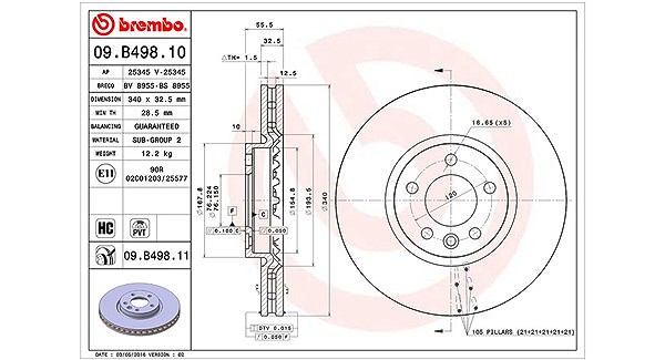 Magneti Marelli Bremsscheibe Vorderachse Belüftet [Hersteller-Nr. 360406125600] für VW