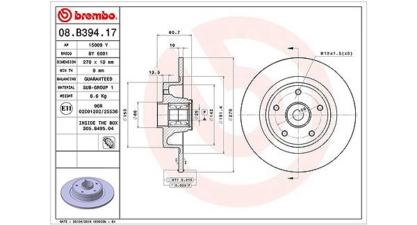 Magneti Marelli Bremsscheibe [Hersteller-Nr. 360406123600] für Renault