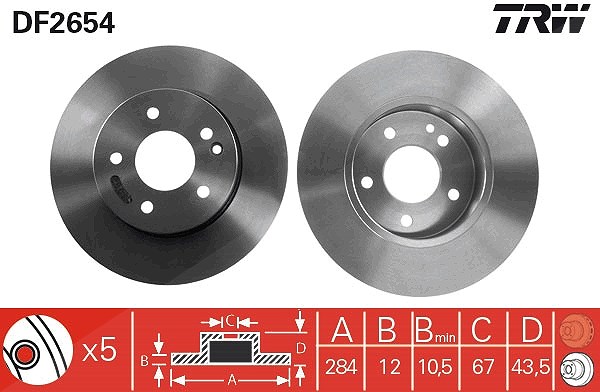 Trw Bremsscheibe [Hersteller-Nr. DF2654] für Mercedes-Benz
