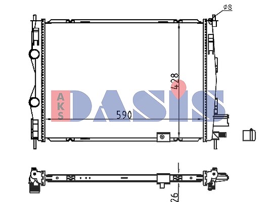 Aks Dasis Kühler, Motorkühlung [Hersteller-Nr. 070190N] für Nissan