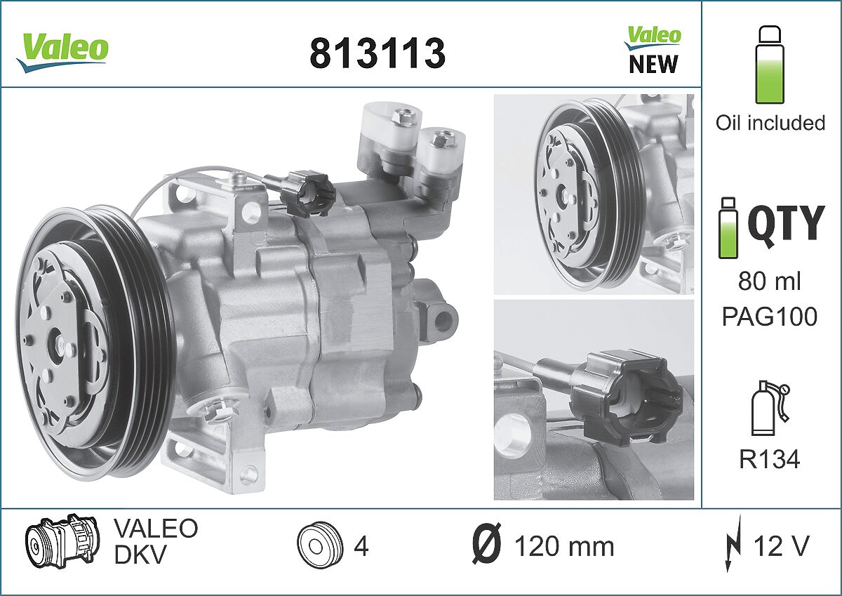 Valeo Kompressor Klimaanlage DKV08R [Hersteller-Nr. 813113] für Nissan