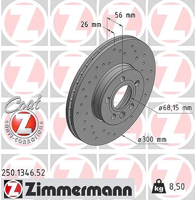 Zimmermann Bremsscheibe [Hersteller-Nr. 250.1346.52] für Ford, Seat, VW