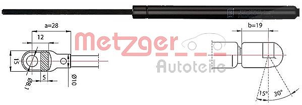 Metzger Autoteile Gasfeder, Koffer-/Laderaum [Hersteller-Nr. 2110388] für VW