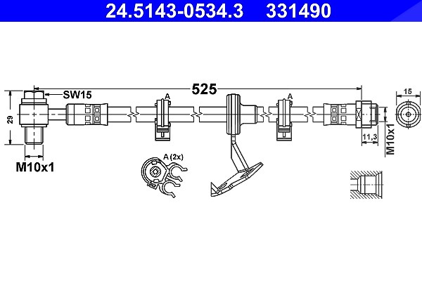 Ate Bremsschlauch [Hersteller-Nr. 24.5143-0534.3] für Mercedes-Benz