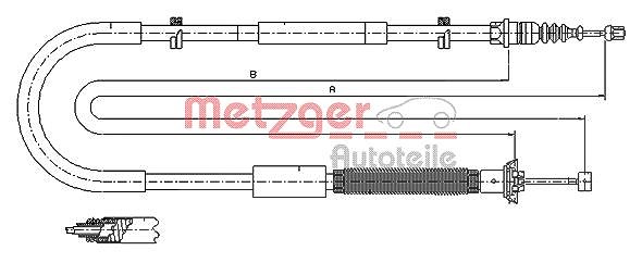 Metzger Autoteile Seilzug, Feststellbremse [Hersteller-Nr. 12.0703] für Fiat