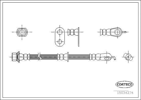 Corteco Bremsschlauch ERSTAUSRÜSTERQUALITÄT [Hersteller-Nr. 19034274] für Citroën, Peugeot, Toyota