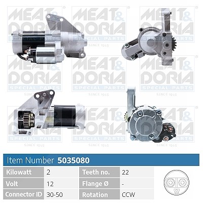 Meat & Doria Starter 2 kw [Hersteller-Nr. 5035080] für Chrysler, Dodge, Jeep, Mitsubishi