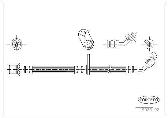 Corteco Bremsschlauch ERSTAUSRÜSTERQUALITÄT [Hersteller-Nr. 19033102] für Toyota