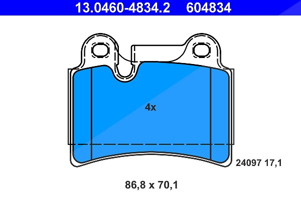 Ate Bremsbeläge hinten (Satz) [Hersteller-Nr. 13.0460-4834.2] für VW