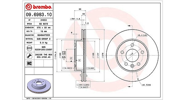 Magneti Marelli Bremsscheibe [Hersteller-Nr. 360406032200] für Mercedes-Benz