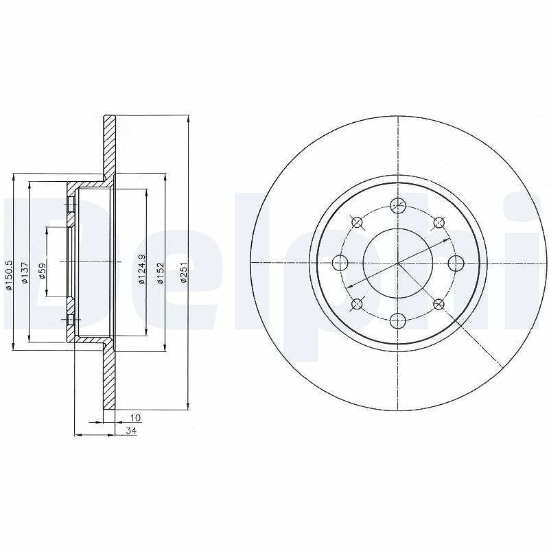 Delphi Bremsscheibe [Hersteller-Nr. BG4312] für Alfa Romeo