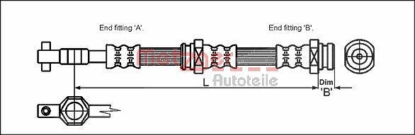 Metzger Autoteile Bremsschlauch [Hersteller-Nr. 4113304] für Mazda