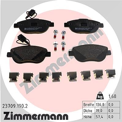 Zimmermann Bremsbelagsatz, Scheibenbremse [Hersteller-Nr. 23709.190.2] für Fiat, Lancia