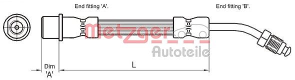 Metzger Autoteile Bremsschlauch [Hersteller-Nr. 4111108] für Peugeot, Citroën